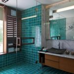 Blue Tiles In Bathroom For Shower Area