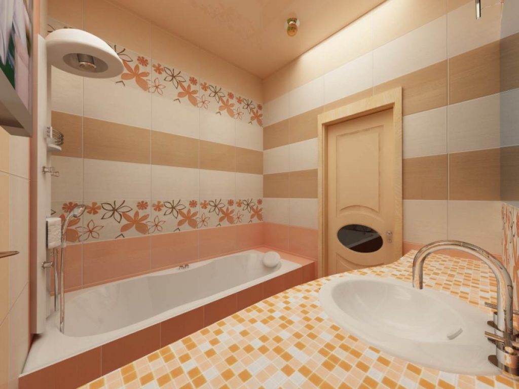 Фото дизайна маленькой ванной комнаты в постельных тонах 