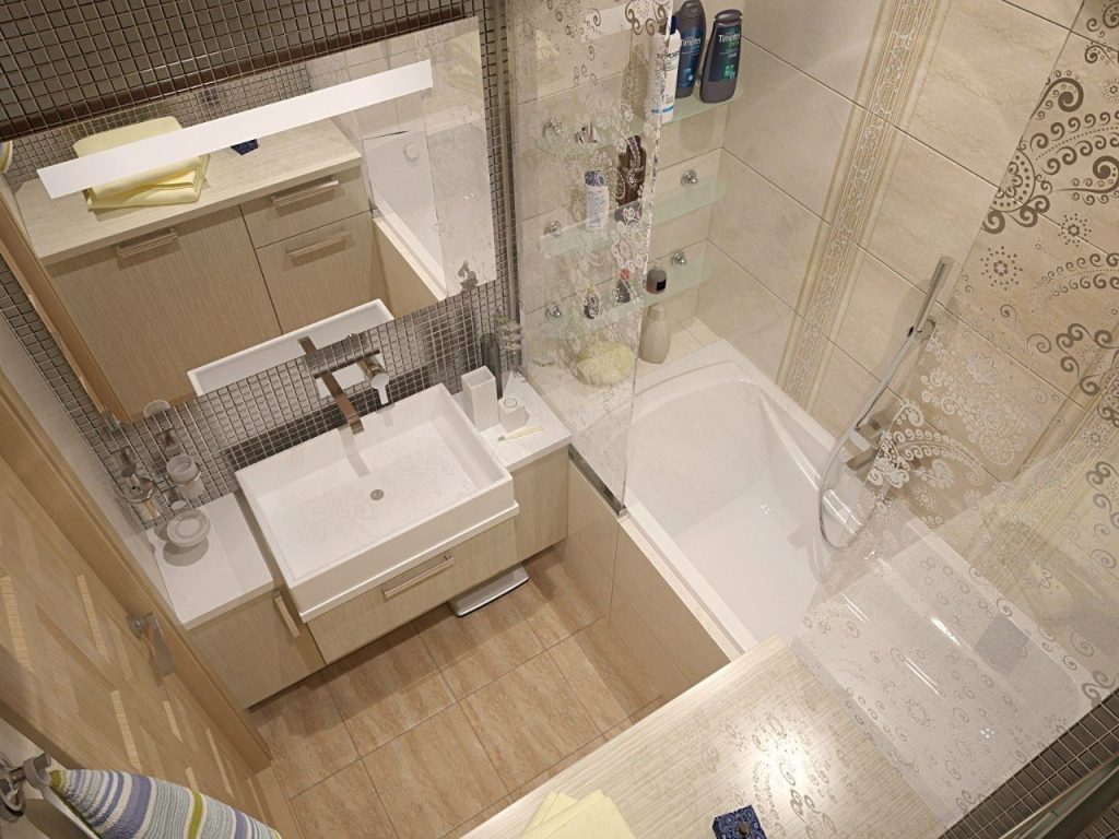 Фото современного дизайна ванной комнаты в светлых тонах
