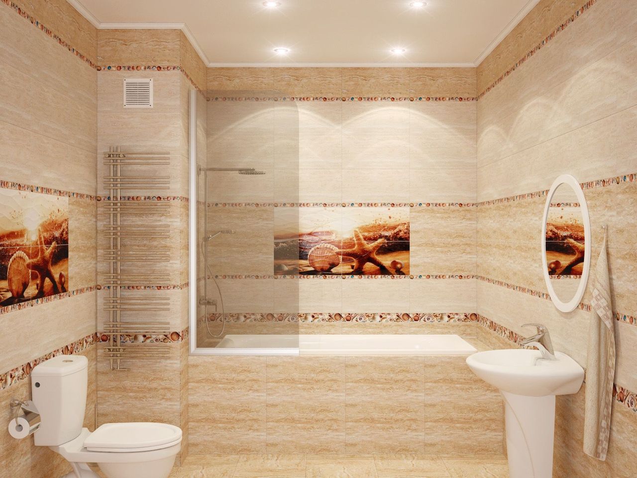 Кафельная плитка с картинами для декора ванной комнаты в стиле песка и пустыни