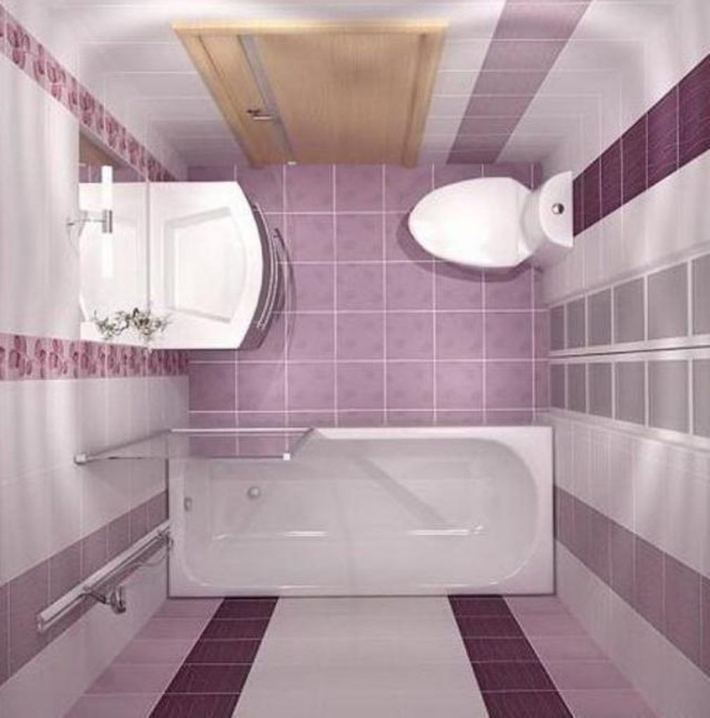 Дизайн модной плитки двух цветов для маленькой ванной комнаты 