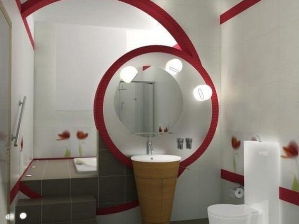 Оригинальное  дизайнерское решение подсветки в ванной комнате совмещенной с туалетом 