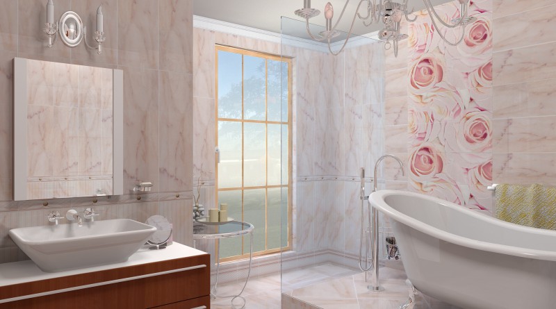 Пластиковые панели с дизайнерским рисунком для роскошного интерьера ванной комнаты 