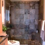small bath with walk in shower natural maple cabinetry slate tile inside stylish modern bathrooms