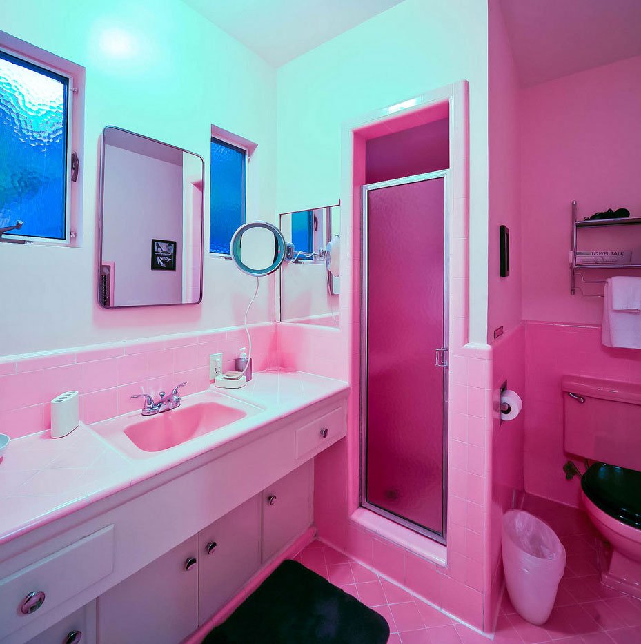 розовые оттенки в ванной комнате