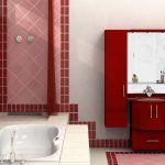 красные элементы в дизайне ванной