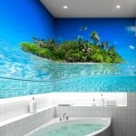 панно на стене ванной в виде моря