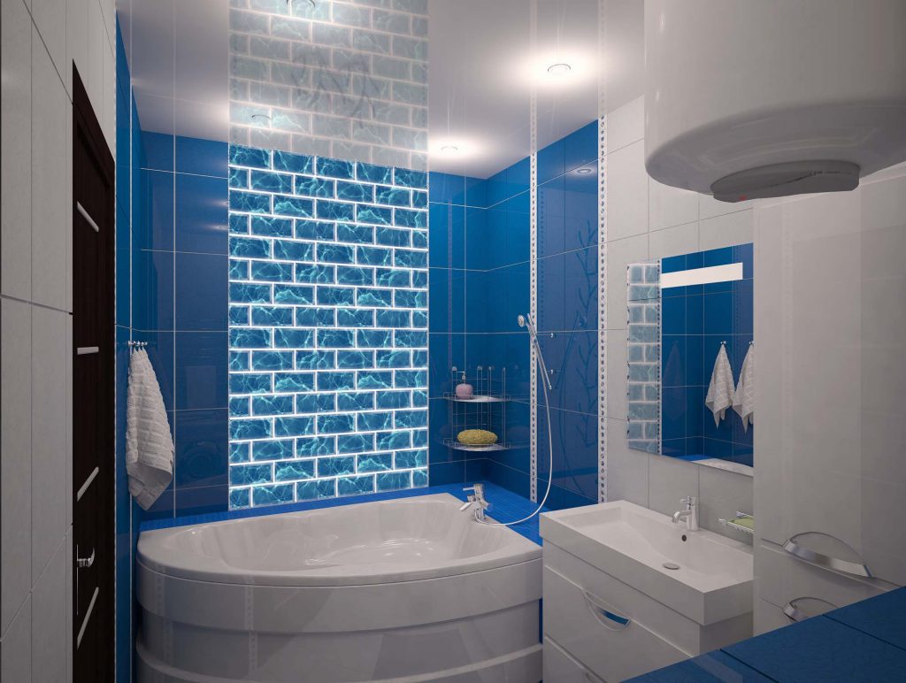 красивый дизайн ванных комнат, голубая ванная комната