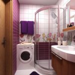 яркая душевая кабинка в ванной комнате дизайн