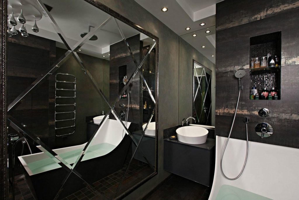 зеркальна плитка объемная, красивая зеркальная плитка для ванной