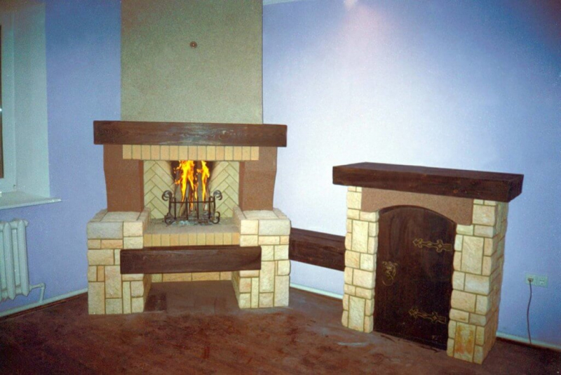 Терракотовый вид плитки для облицовки камина и печи в фото