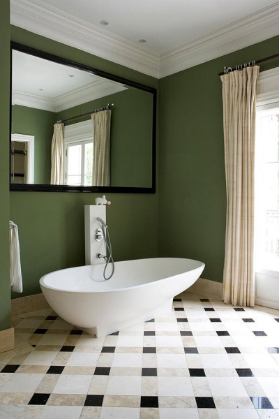 Зеленый цвет в дизайне ванной комнаты в фото