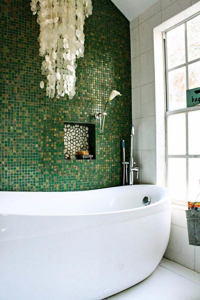 Зеленый цвет в дизайне ванной комнаты в фото
