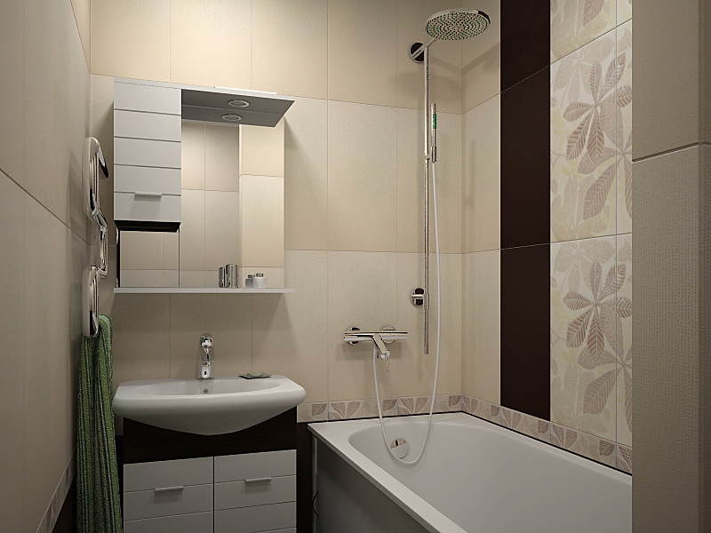 Фото дизайна для маленькой ванной комнаты в постельных светлых тонах