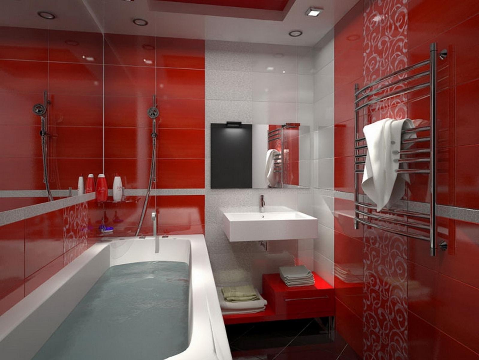 красная ванная комната в хрущевке