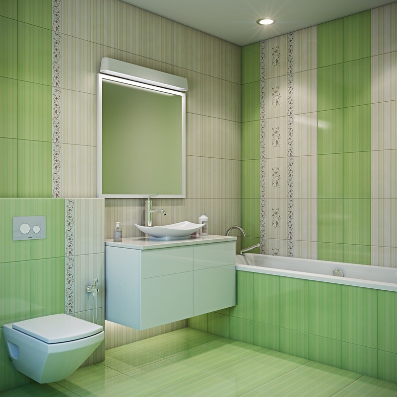 симпатичная керамическая плитка в ванной комнате в стиле классика в светлых тонах