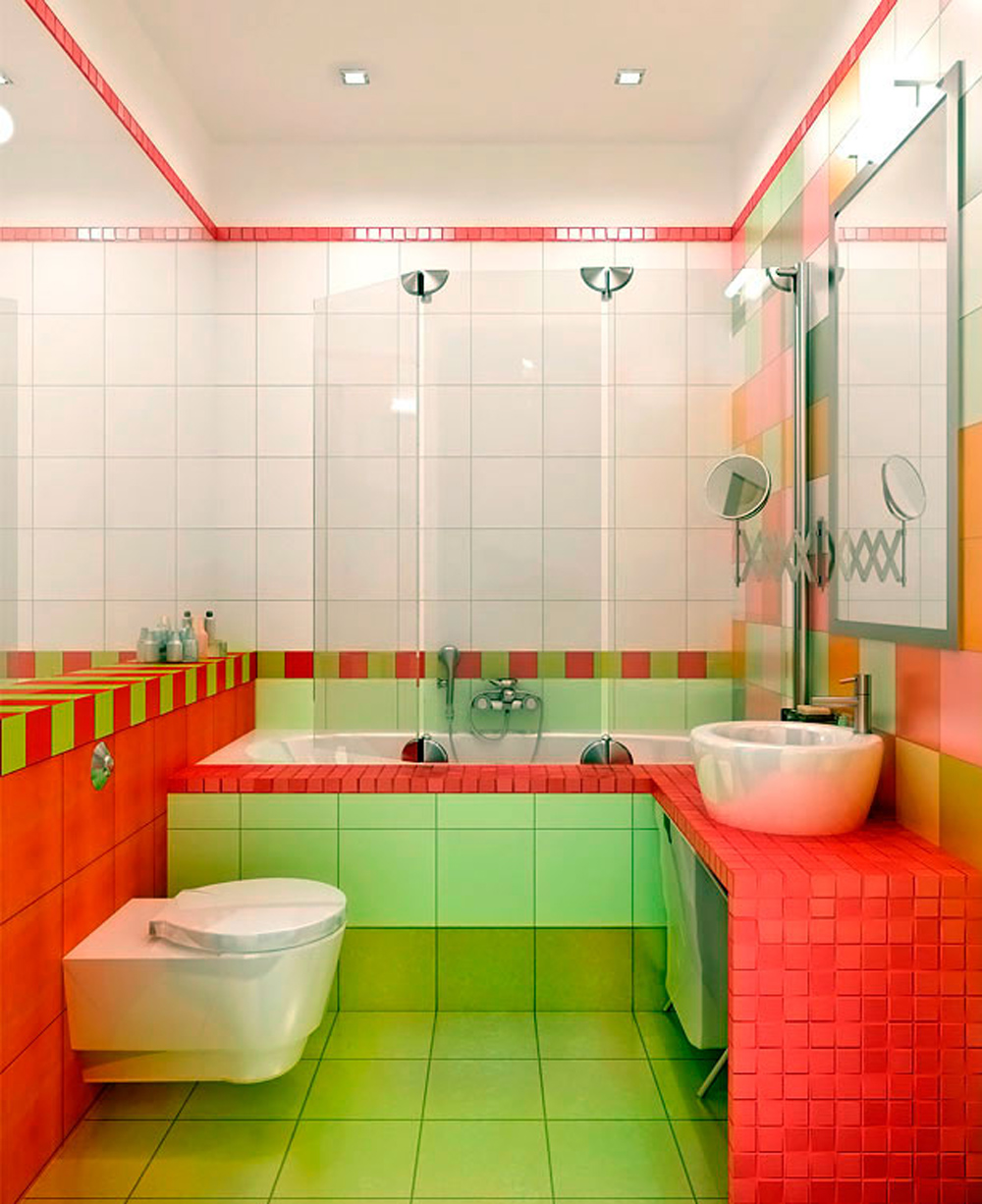 ванная комната в светло красных тонах